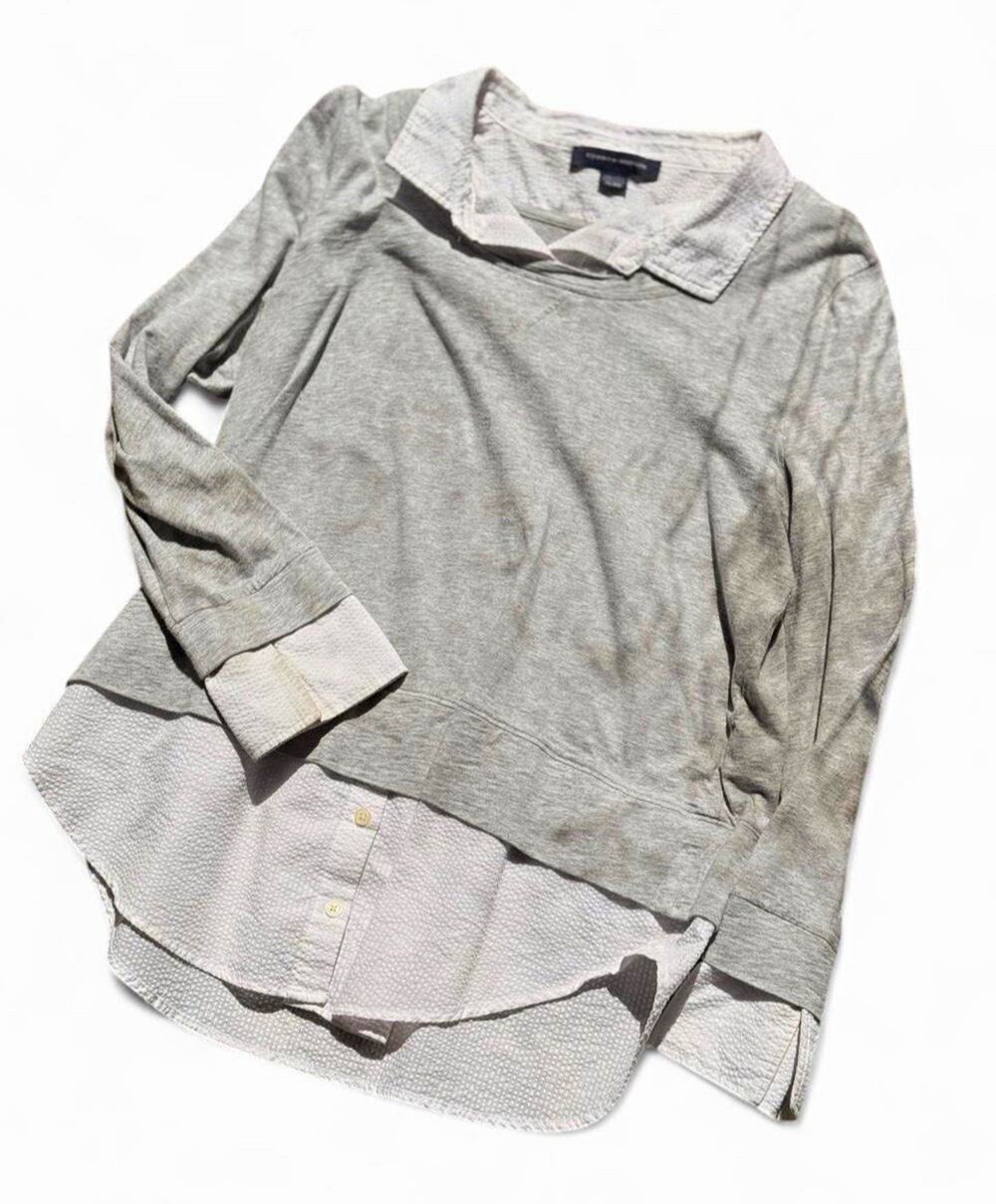 Tommy Hilfiger Women’s Solid Collared Layered Pullover XL Preppy Classic